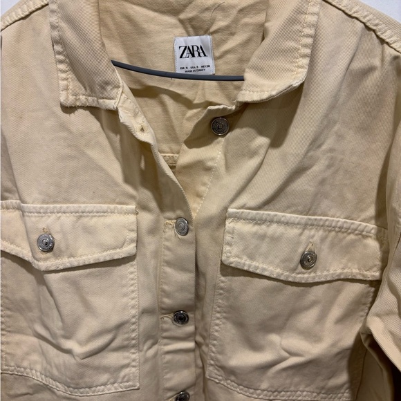 ZARA Cream Utility Button-Front Jacket - Picture 4 of 5